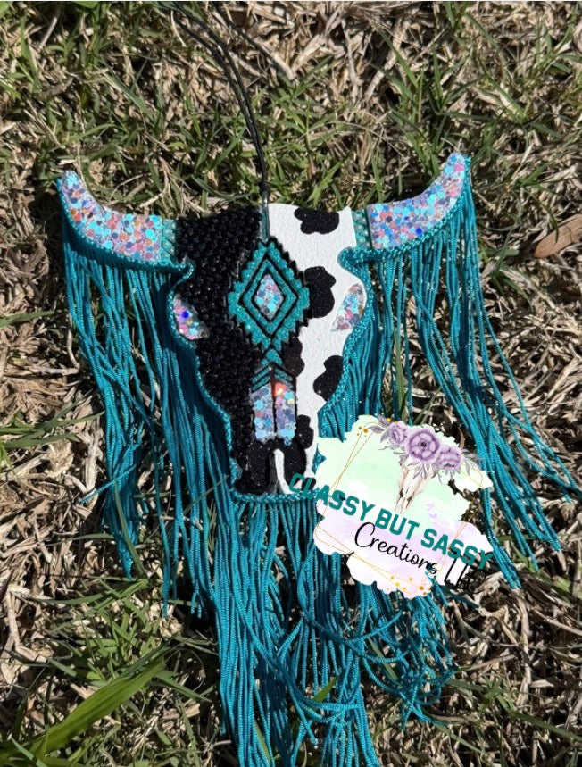 Rhinestone Bull Skull